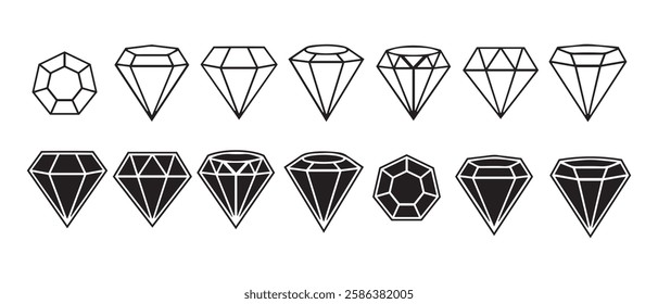 Diamond icons set vector illustration