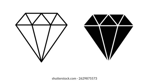 Diamond icons solid and thin line.