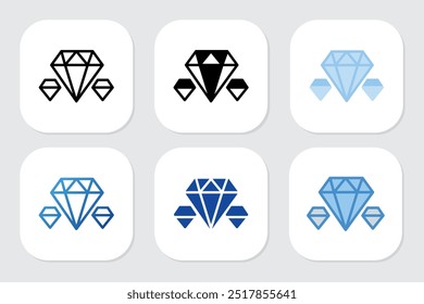 Diamant-Symbole mit verschiedenen Designstilen