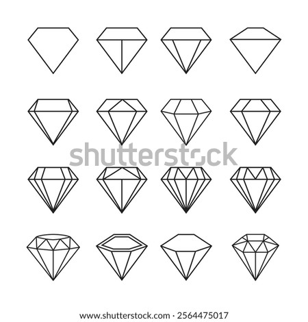 Diamond icons vector set. Dimond icon set in flat style design