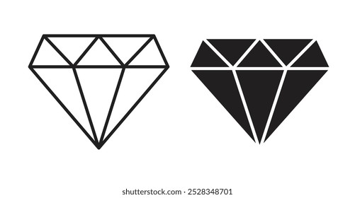 Iconos de diamante. Conjunto de Vector en estilo relleno y línea.