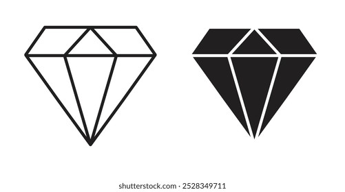 Iconos de diamante. Conjunto de Vector en estilo relleno y línea.