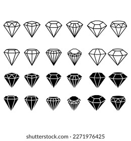Diamantsymbole, Vektorset. Sammlung von Gemein-Illustrationszeichen. Juwelensymbol.