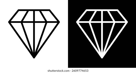 Diamond icons vector set in stroke line style