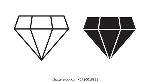 Símbolo de Vector de iconos de diamante con trazo editable y versiones planas
