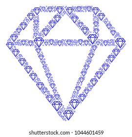 Diamond illustration constructed in the figure of diamond elements. Vector iconized composition constructed from simple icons.
