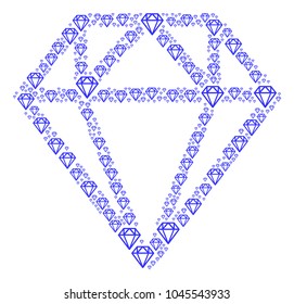 Diamond illustration designed in the group of diamond design elements. Vector iconized composition constructed from simple elements.