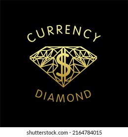 Diamond Illustration With Dollar Currency For Finance Logo Design, Jewelry Store, Bank