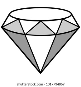 Diamond Illustration - A vector cartoon illustration of a large Diamond.