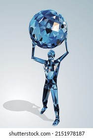 Hombre de imagen de diamante levanta ilustración del vector de la Tierra