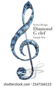 Diamond image of a musical note, G clef, vector illustration