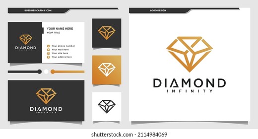 Diamond infinty logo with infinity outline art style Premium Vector