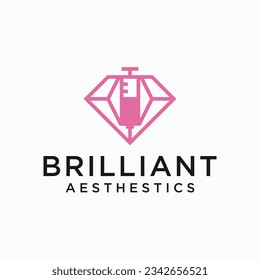 diamond with injection logo design vector silhouette illustration