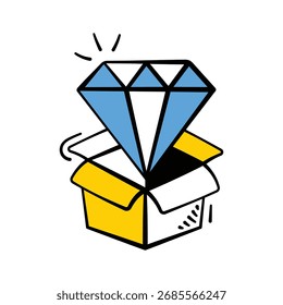 Icono de la caja interior del diamante para las finanzas, el lujo, la inversión, la riqueza.