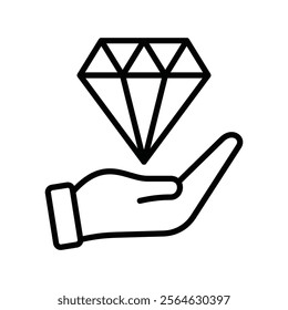 Diamond insurance icon line vector design template in trendy style
