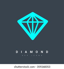 Diamond isolated minimal single flat icon. Crystal line vector icon for websites and mobile minimalist flat design.