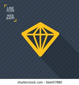 Diamond isolated minimal single flat icon. Crystal line vector icon for websites and mobile minimalist flat design.