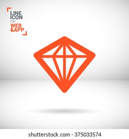 Diamond isolated minimal single flat icon. Crystal line vector icon for websites and mobile minimalist flat design.