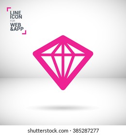 Diamond isolated minimal single flat icon. Crystal line vector icon for websites and mobile minimalist flat design.
