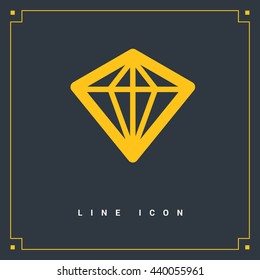 Diamond isolated minimal single flat icon. Crystal line vector icon for websites and mobile minimalist flat design.