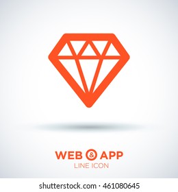 Diamond isolated minimal single flat icon. Crystal line vector icon for websites and mobile minimalist flat design.