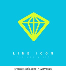 Diamond isolated minimal single flat icon. Crystal line vector icon for websites and mobile minimalist flat design.