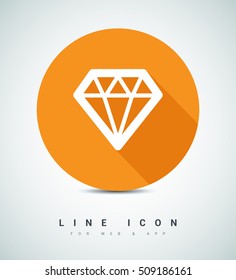 Diamond isolated minimal single flat icon. Crystal line vector icon for websites and mobile minimalist flat design.
