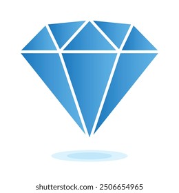 Diamond isolated on white background. Flat vector illustration. Jewelry, gemstone, luxury symbol. Blue diamond icon. Jewelry shop sign. Jewelry logo design.