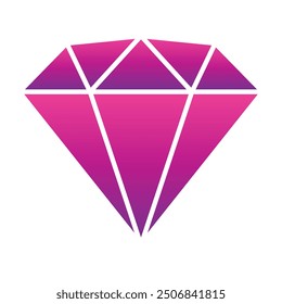 Diamond isolated on white background. Flat vector illustration. Jewelry, gemstone, luxury symbol. Purple diamond icon. Jewelry shop sign. Jewelry logo design.