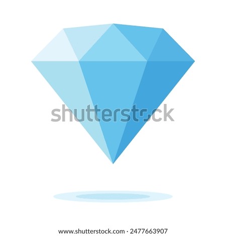 Diamond isolated on white background vector illustration. Flat vector design. Jewelry, gem, luxury and rich symbol. Blue diamond symbol. Jewelry shop sign. Jewelry logo design.