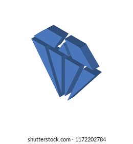 Diamond isometric left top view 3D icon