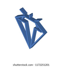 Diamond isometric left top view 3D icon