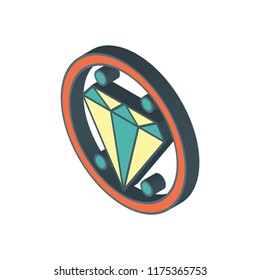 Diamond isometric left top view 3D icon