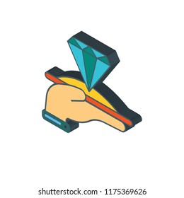 Diamond isometric left top view 3D icon