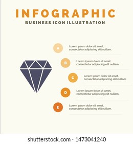 Diamond, Jewel, Jewelry, Gam Solid Icon Infographics 5 Steps Presentation Background
