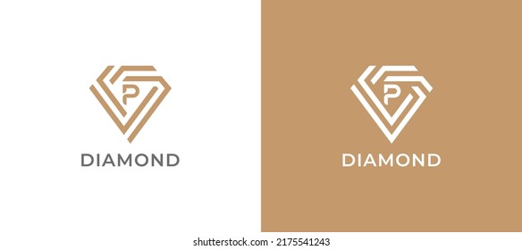 Diamond Jewellery Logo Concept sign icon symbol Design with Letter P. Vector illustration logo template