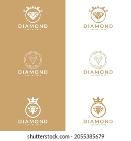 Diamond Schmuck Logo Design Vektorvorlage. Symbole für Kosmetika, Schmuck, Schönheitsprodukte