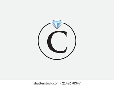 Vector de diseño del logotipo de joyería de diamantes con letra C