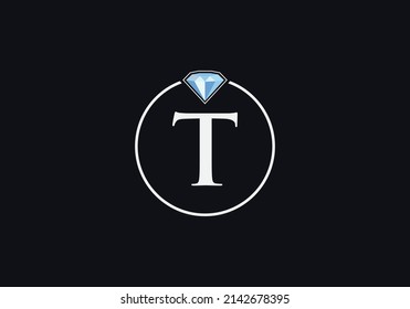 Diamond jewellery logo design vector with the letter T