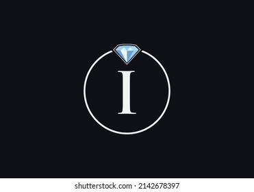 Vector de diseño del logotipo de joyería de diamantes con la letra I
