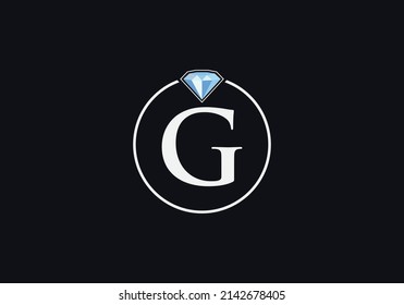 Diamond jewellery logo design vector with the letter G