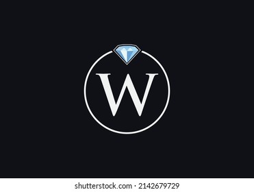 Designvektor für Diamantschmuck mit dem Buchstaben W