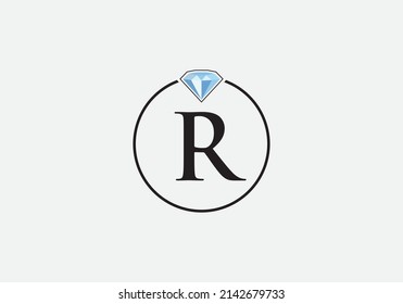 Designvektor für Diamantschmuck mit dem Buchstaben R