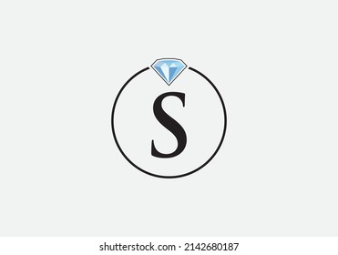Diamond jewellery logo design vector with the letter S