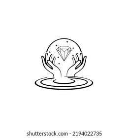 Diamond Jewellery Logo Design Vector. symbol for cosmetics and packaging, jewellery, hand crafted or beauty products