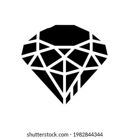 diamond jewellery stone won in smartphone application game glyph icon vector. diamond jewellery stone won in smartphone application game sign. isolated contour symbol black illustration