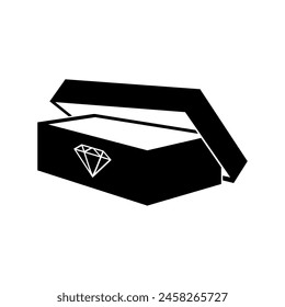 Diamond jewelry box vector icon.