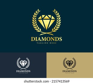 Diamond And Jewelry Company Logo Design. Diamond Luxury Logo Design Template.