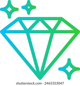 Diamond jewelry icon with blue and green gradient outline style. jewelry, diamond, fashion, pendant, gem, symbol, gold. Vector Illustration