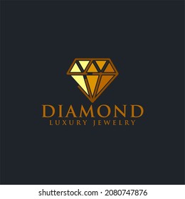 Diamond Jewelry Logo Icon in Flat Style Vector